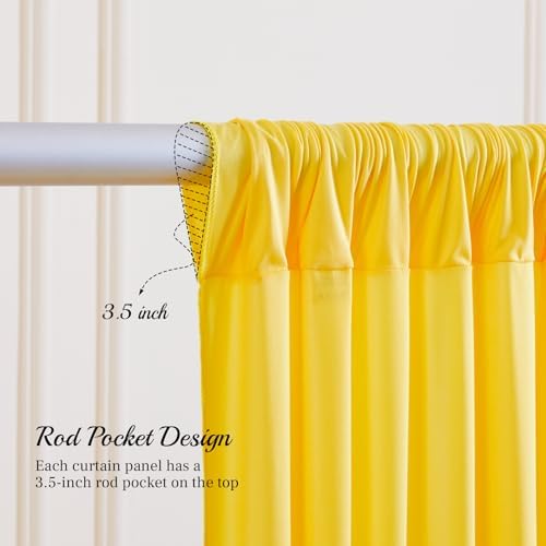 8x10FT Yellow Backdrop Curtains for Wedding Parties, Wrinkle Free Polyester Photography Backdrop Drapes for Wedding Baby Shower Birthday Parties Stage Background Stand Decorations 4x10ft,2 Panels - Image 6
