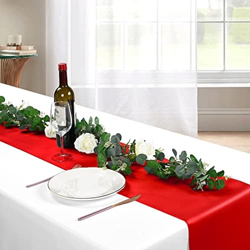 10-Pack Red 12 x 108 inches Long Premium Satin Table Runner - Image 5