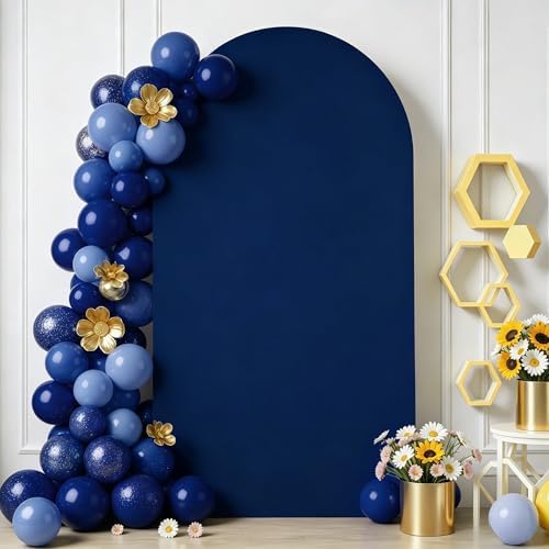 6 ft Arch Backdrop Cover Navy Blue - Double-Sided Spandex Arch Covers Stretchy Backdrop for Balloon Arches Birthday Party Baby Shower Banquet Wedding Photo Background - Image 2