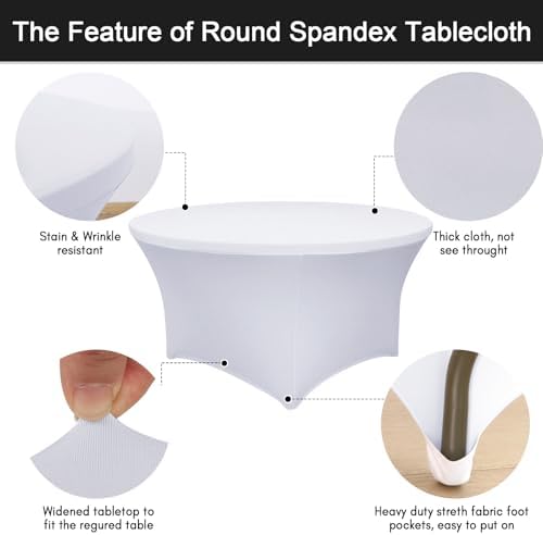 Fixwal 4 Pack 60 Inch Round Tablecloths White Spandex Fitted Table Covers - Image 4