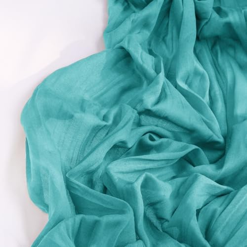DeZerlor Teal Green Cheesecloth Table Runners 4 Pack Summer Boho Runners - Image 3