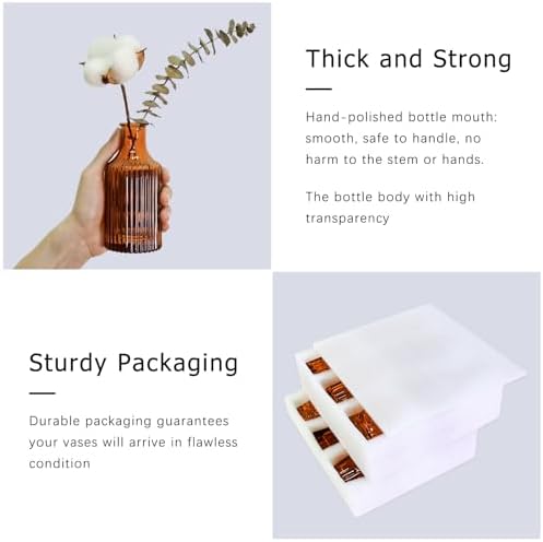 SUPMIND Glass Bud Vases Set of 12, Small Dark Brown Flower Vases in Bulk - Image 6