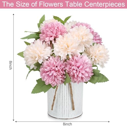 6 Set Pre-Made Flower Table Centerpieces - Dusty Pink & Champagne - Image 2