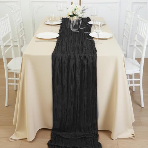 1 Pack Black Cheesecloth Table Runner 120 Inch Boho Wedding Decor - Image 4