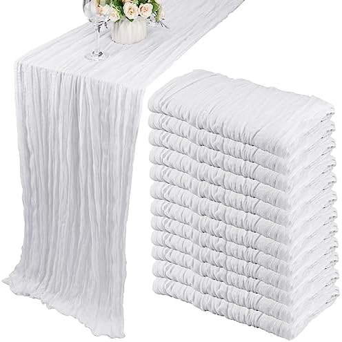 35x72 Inch White Cheesecloth Table Runner Boho Wedding Party Home Decor by Fivenl