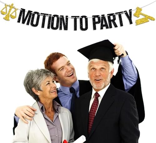 Motion to Party Banner, Congrats Lawyer, Case Closed, Passed the Bar, Law School JD Degree Graduation Party Decorations Supplies, Black and Gold Glitter - Image 4