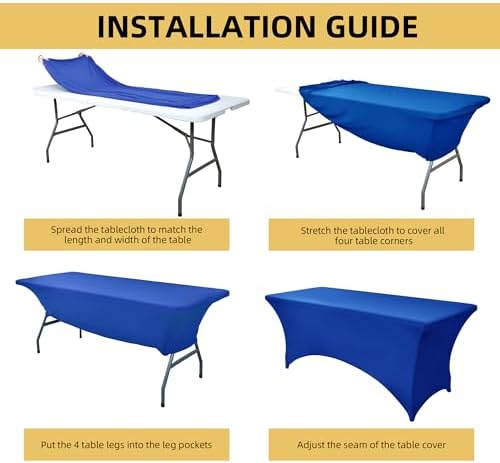 2-Pack 6ft Spandex Table Covers for Rectangle Standard Folding Tables - Wrinkle Resistant Stretch Tablecloths - Ultimate Fitted Table Protector for Parties, Trade Shows, Banquet - Image 5