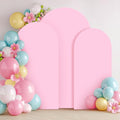 Baby Pink Spandex Arch Backdrop Cover Set of 3 (7.2FT,6FT,6FT), 2-Sided Round Top Chiara Fitted Wedding Arch Cover Backdrop for Wedding Girls Birthday Party Arch Stand Decoration by Htper