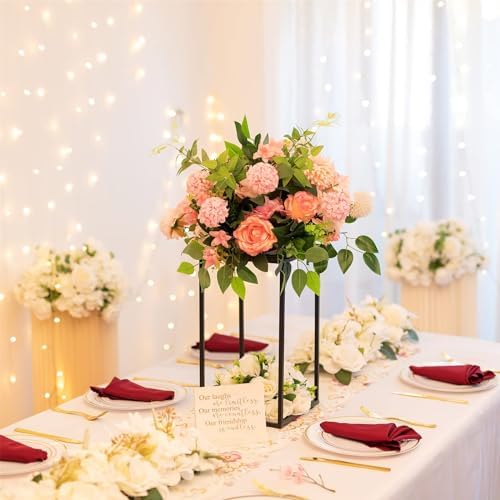 Sziqiqi Black Geometric Centerpiece Column Flower Stand with Plate, 10Pcs - Image 2