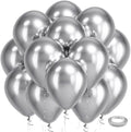 Bezente Silver Metallic Chrome Latex Round Helium Balloons 100 Pack 12 inch by Bezente