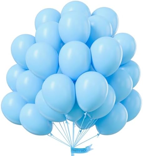 PartyWoo Light Blue Balloons 50pcs Baby Pastel Sky Aqua Blue Color 12 Inch by PartyWoo