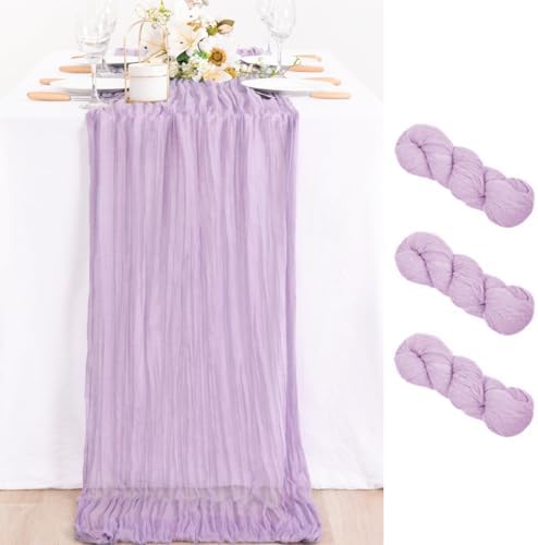 Lilac Purple Cheesecloth Table Runner Fall Wedding Party Decor 10ft, 3 Pack by MLMC