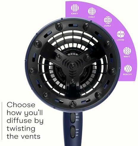 Infiniti PRO CONAIR Hair Dryer with Innovative Diffuser, Enhances Curls and Waves While Reducing Frizz, Dark Blue (Pack of 2) - Image 3