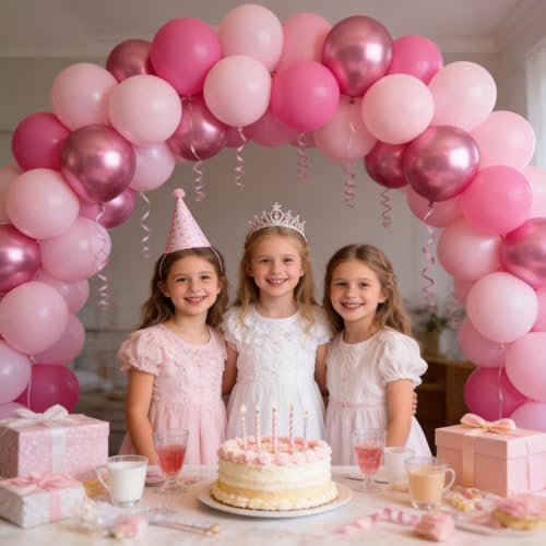 160Pcs Pink Balloons Metallic Pink Balloon,12 Inch Hot Pink Balloons Pink Metallic Pink Latex Balloons for Wedding,Baby Shower,Princess Theme Party Decorations - Image 5