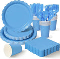 Vyntra 350 Pcs Classic Blue Paper Plates and Napkins Party Supplies by PartyTablewareSupplies