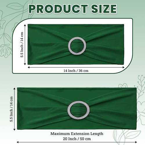 MDS Pack of 50 Spandex Chair Sashes for Wedding Party & Event – Green - Image 2