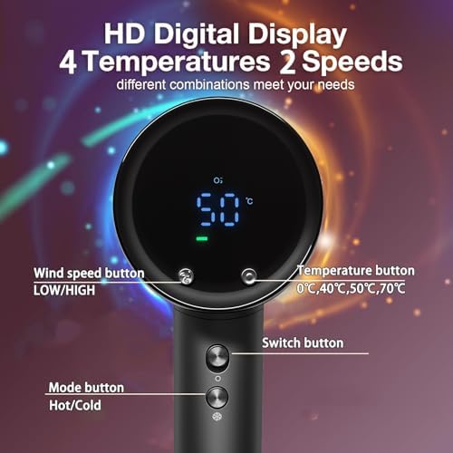 STFF ion Hair Dryer high Speed brushless Motor with Blow Dryer Diffuser,1400W Ultra-Fast Dryer,Ultra-Ligh, Low Noise,Intelligent LCD Display,for Women/Children - Image 2