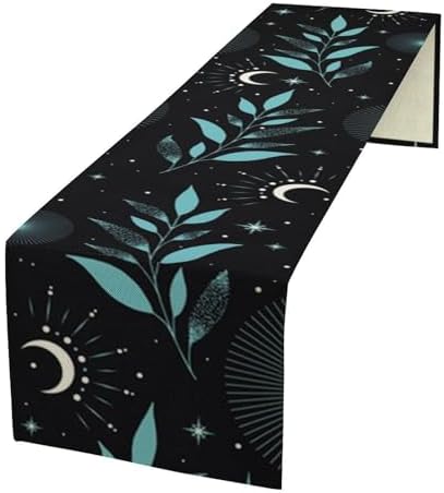 Magic Moon Table Runner Gothic Tarot Astrology Boho Sun Stars Herb Dinner Runner for Farmhouse Party Holiday Home Kitchen Dining Table Decoration 13"x120" by SHElifestyle