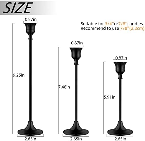 Candlestick Holders,Taper Candle Holder for Candlesticks Black Candelabra Candle Holder Vintage Candle Stick Candle Holders for Fireplace Party Dining Home - Image 4