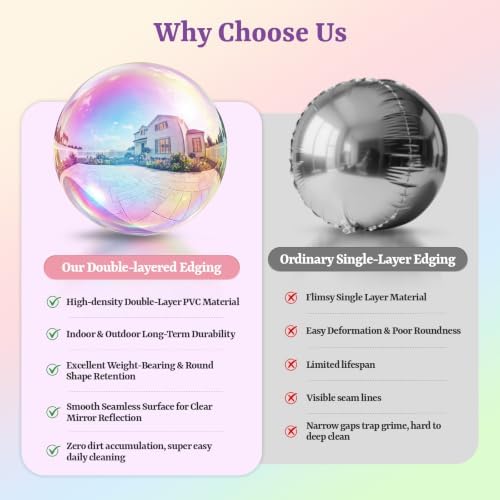 Inflatable Mirror Ball,Reusable Mirror Ball Large Event Decoration PVC Ball for Party,Concerts,Stage,Wedding Decorations - No Pump Included(Iridescent, 1pcs：0.8m) - Image 6