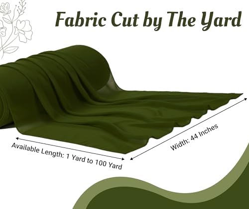 40 Yard Chiffon Fabrics, 44" Wide, Lightweight, Sheer – Olive Green - Image 4