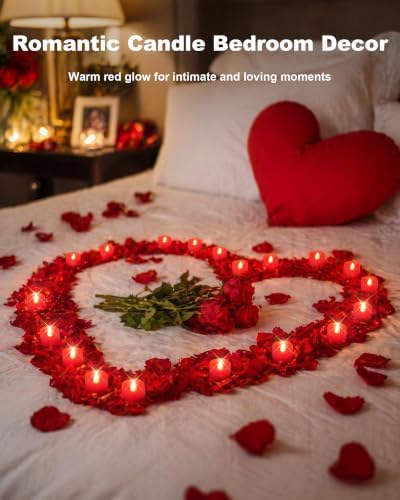 Homemory 12-Pack Red Flameless Battery Tea Light Candles, 200+ Hours - Image 3