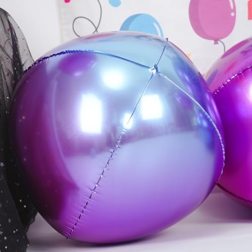 Gradient Purple Round Foil Balloons Birthday Prom Decor 22 Inch 6 Pcs - Image 6