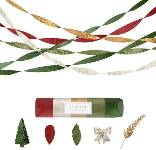 AOBKIAT Christmas Crepe Paper Streamer Party Decorations,5 Rolls by aobkiat