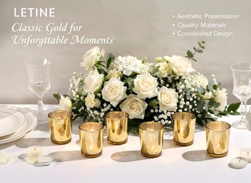 LETINE 6pcs Gold Votive Candle Holders – Tea Light Candles Holder & Standard Votive Size for Regular Votive Candles – Candle Holder for Home Decor, Garden Party Decorations, Engagement Table Decor - Image 5