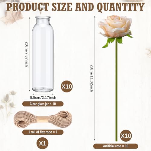 Qinyoung 10 Set Dried Pampas Grass Table Centerpiece for Wedding, Champagne - Image 2