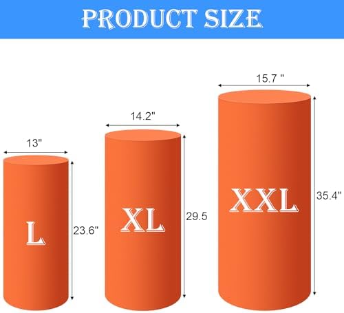 SaitiMade Set of 3 - Orange Cylinder Pedestal Stand Covers - Image 2