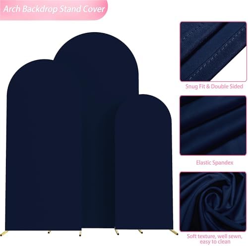 Wokceer Arch Backdrop Cover 6FT,5FT,4FT Navy Blue Arch Covers Stretchy - Image 4