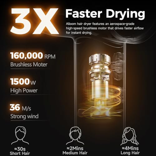 High-Speed Hair Dryer Pro, No Heat Damage & 600 Million Ions Blow Dryer for Hair Care Beyond Salon, Fast Drying & Low Noise, Hairdryer with Diffuser, Nozzle, Comb - Image 3