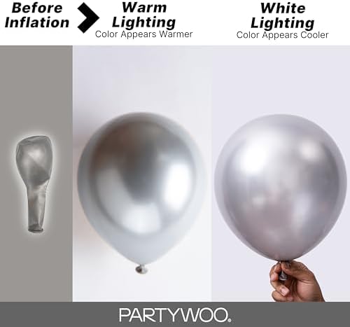 PartyWoo Metallic Silver Balloons 140pcs Different Sizes of 18 12 10 5 Inch - Image 3