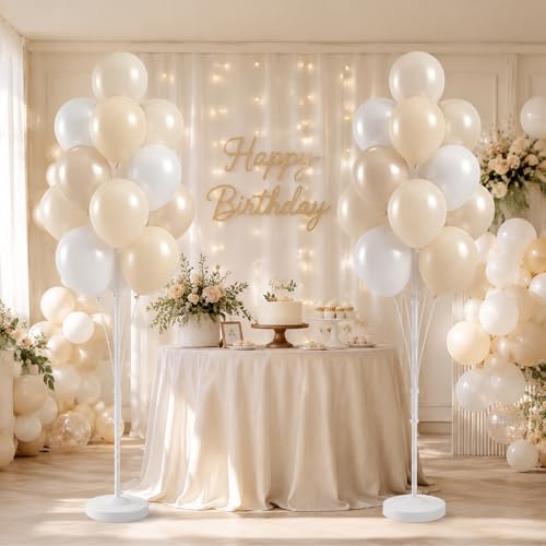 2 Sets 10" White Balloon Column Stand Kit With Base For Party - Image 5