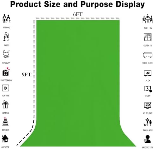 Green Screen Backdrop for Photoshoot, Fabric 6x9ft - Image 3