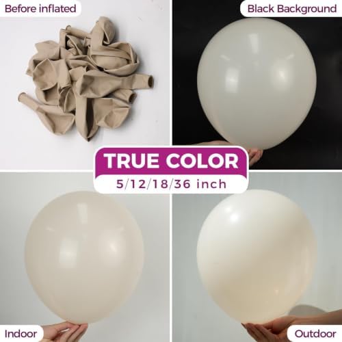 Bezente White Sand Giant Latex Round Balloons 36 Inch 8 Pack - Image 2