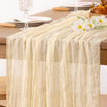 Cheesecloth Table Runner Beige Cream Fall Boho Wedding Table Runner 10ft by MLMC