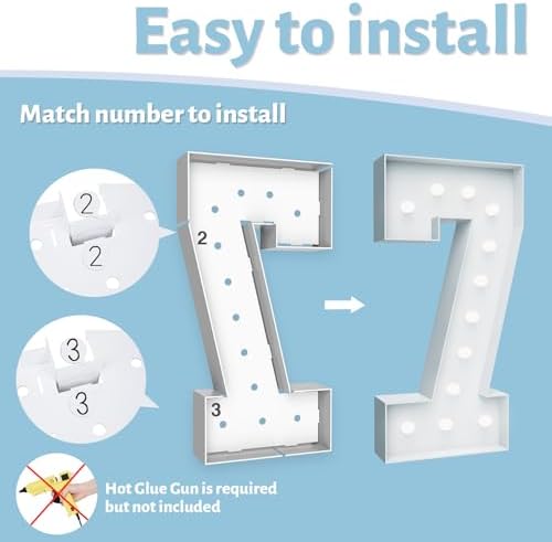 4FT Marquee Light Up Number 7, Foam Board & Water Bag, 12 Bulbs for Party - Image 4