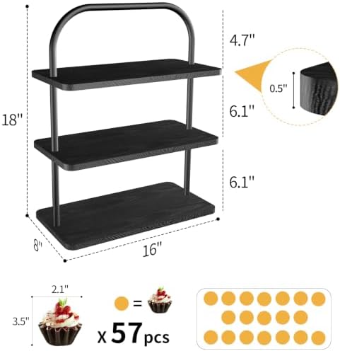 Cupcake Stand, 3 Tier Halloween Cupcake Stand for 50 Cupcakes Wood Large Dessert Stand Cupcake Display Stand Cupcake Tower for Farmhouse Decor, Party Serving Tray, Vendor Dessert Table Display Set - Image 2