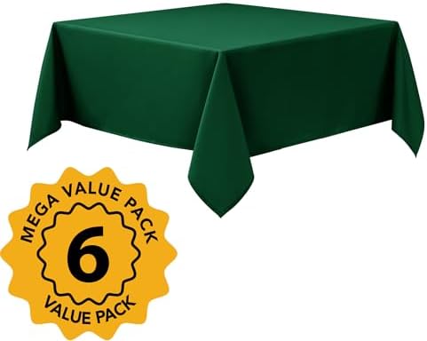 6-Pack Hunter Green Tablecloths for Square Tables, 54 x 54 Inches - Image 2