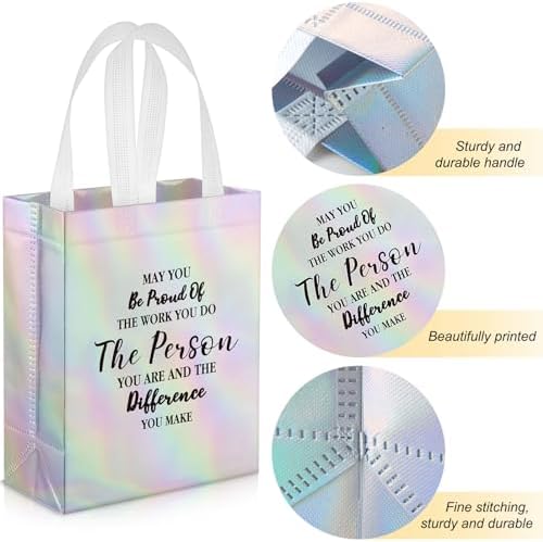 36 Pcs Thank You Reusable Gift Bags Employee Appreciation Gift Bags May You Be Proud Team for Employee Teacher Student Coworker Secretary Assistant Gifts(Laser Silver,10x8x4Inch) - Image 4
