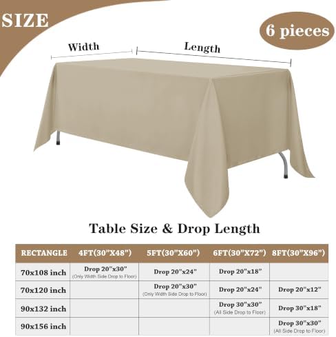Fitable 6 Pack Nature Tablecloths 70x108 Inch for 6 Foot Rectangle Tables - Image 5