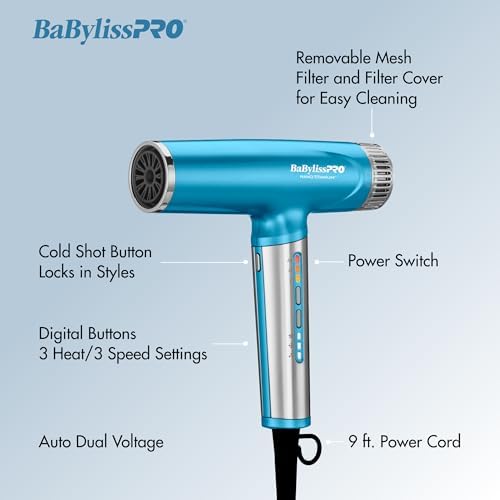 BaBylissPRO Nano Titanium Professional Nano Light Ionic Dual-Voltage Lightweight Hair Dryer - Image 2