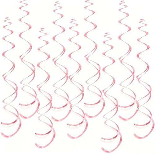 32 PCS Pink Hanging Swirl, Sparkle Ceiling Hanging Decorations, Plastic Streamer Party Decorations for Birthday, Baby Shower, Bridal Shower, Easter, Graduation by PARTVON