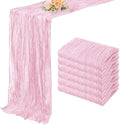 Light Pink Cheesecloth Table Runner 6 Pack 10FT Rustic Gauze Fabric Cheese Cloth Table Runner for Wedding 20 x 120 Inch Long Bridal Baby Shower Table Decorations Boho Sheer Birthday Party Table Decor by FoliafeelHome