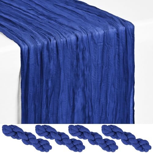 4 Pack Royal Blue Cheesecloth Table Runner 17x108 Inches Boho Home Decor by Showgeous