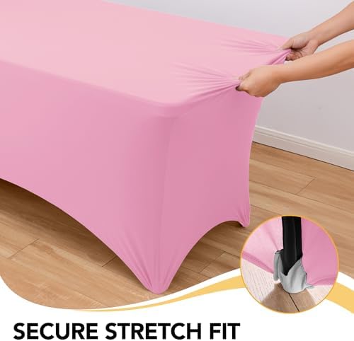 6-Pack Premium Pink Spandex Tablecloths for 8ft Rectangle Tables - Image 3