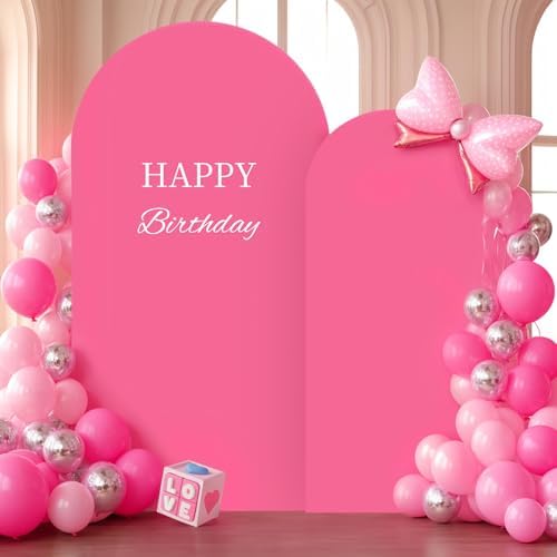 7.2 ft Arch Backdrop Cover Hot Pink - Double-Sided Spandex Arch Covers Stretchy Backdrop for Balloon Arches Birthday Party Baby Shower Banquet Wedding Photo Background - Image 7