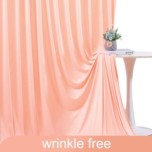 10x10 Peach Backdrop Curtain for Parties Baby Shower Wrinkle Free Peach Photo Curtains Backdrop Drapes Fabric Decoration for Wedding Birthday Party 5ft x 10ft,2 Panels - Image 5